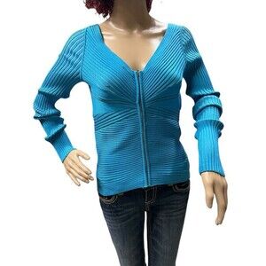 Essendi Silk Ribbed Cardigan Zip Up Sweater Womens Size Large